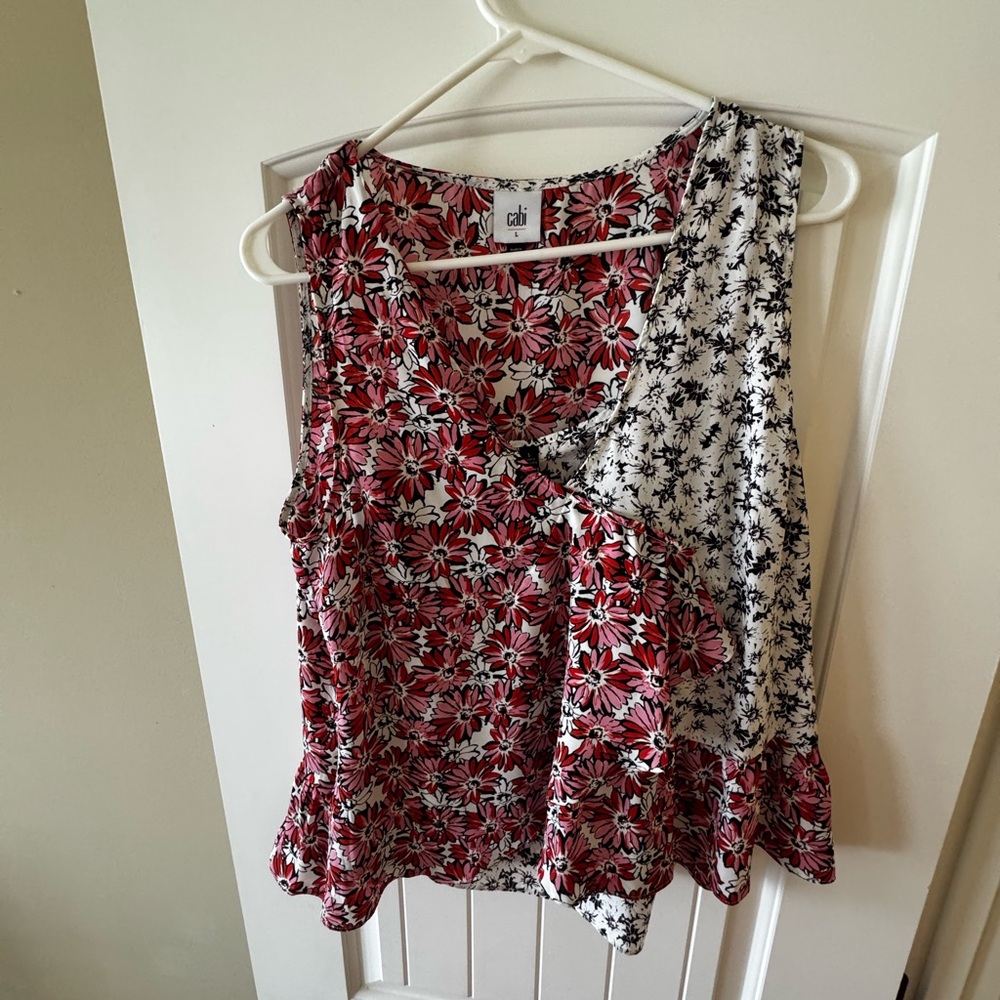 CAbi Women's Floral Sleeveless Top - Red and Black